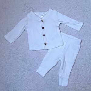 Carter's White Ribbed Baby Button-Up Set